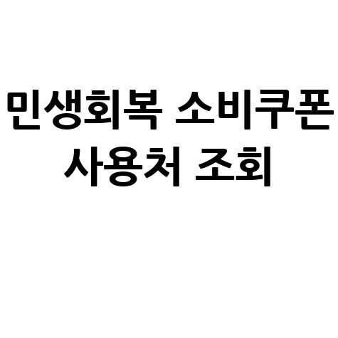 민생회복 소비쿠폰 사용처 조회 방법