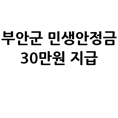 부안군 민생안정지원금 30만원 신청방법 자격 대상
