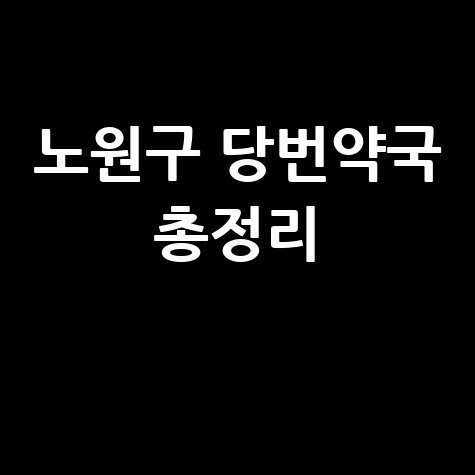 노원구 당번약국: 일요일·공휴일·토요일 문 여는 곳 총정리!