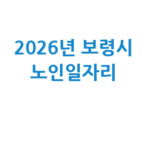 2026년 보령시 노인일자리 신청방법