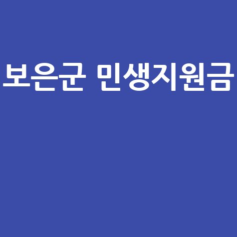 2026 보은군, 민생지원금 신청방법 자격 대상
