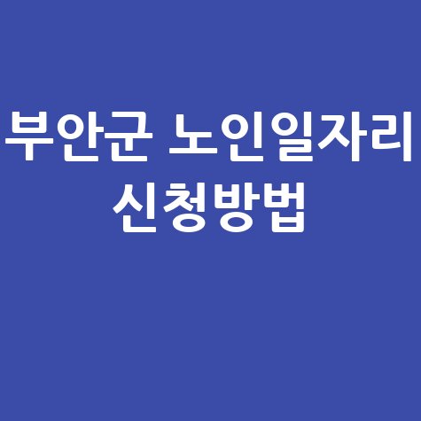 부안군 2026년 노인일자리 신청방법 자격 대상