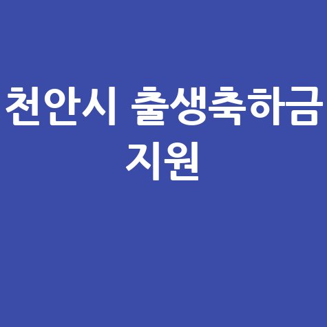 천안시 출생축하금 지원