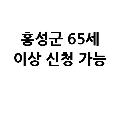 홍성군 2026년 노인 공공 일자리 신청방법 자격 대상