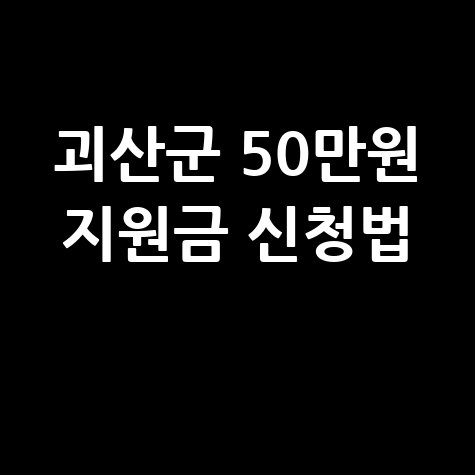 2026 괴산군 민생안정지원금 50만원 지급 신청방법