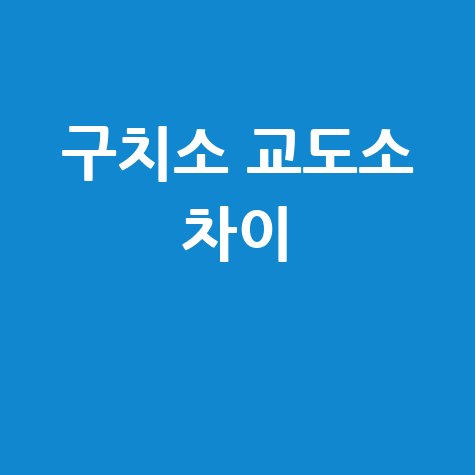 구치소 교도소 차이 완벽 정리