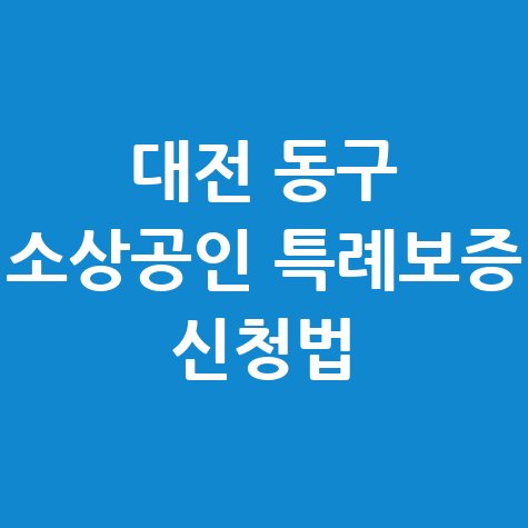 대전 동구 소상공인특례보증 신청방법 자격 대상