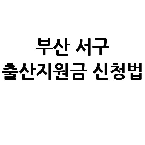 2026 부산 서구 새해 출산지원금 신청방법 자격 대상