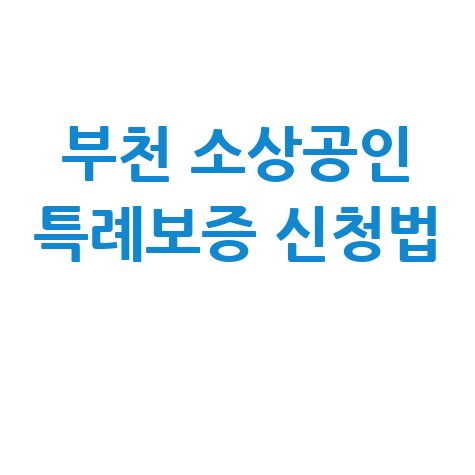 부천시,특례보증·이차보전으로 소상공인 신청방법