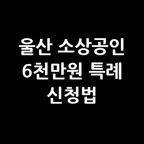 2026 울산시 소상공인 최대 6천만원 특례 보증 신청방법