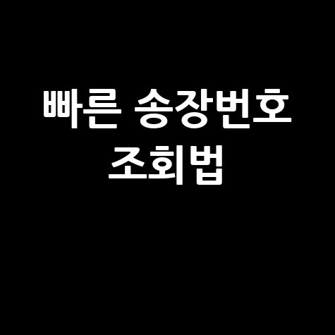 송장번호 조회로 빠른 택배배송추적 방법