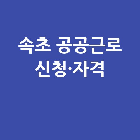 2026 속초시 공공근로 일자리 신청방법 자격 대상