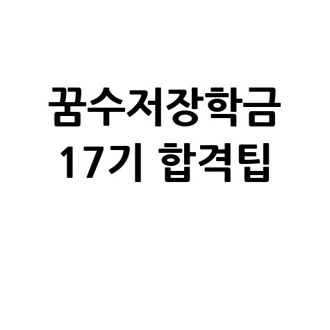 꿈수저청년장학금 17기 신청·합격 꿀팁