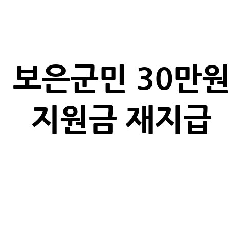 보은군민 30만원 민생안정지원금 재지급 안내
