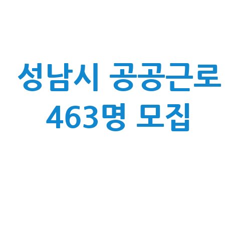 성남시 2026년 공공근로 참여자 모집