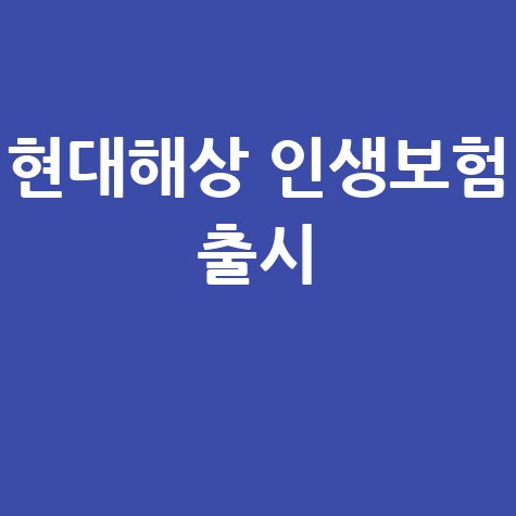 현대해상 인생의품격 종합보험 출시