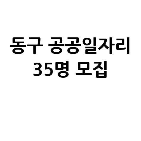 대전 동구 하반기 공공일자리 35명 모집